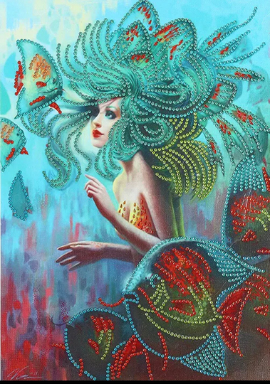 Us Seller. 30x40cm Beautiful Mermaid, Diamond Painting Kit. Easy Special Drill Shapes, Partial