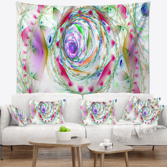 Designart 'Multi Color Exotic Flower Whirlpool' Floral Wall Tapestry