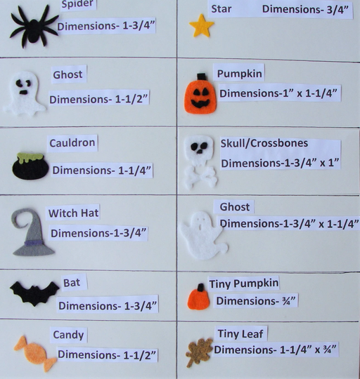 Die Cut Felt Flats Halloween Small Wool Blend Pieces - Sewing Applique, Crafting-Board1
