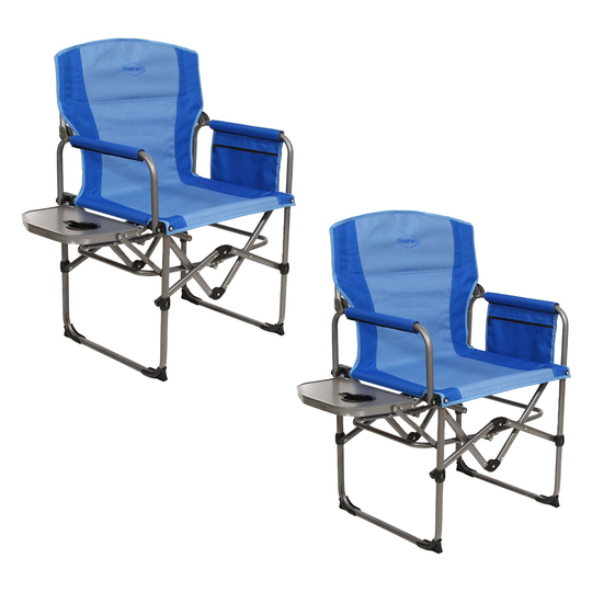 Kamp-Rite Compact Director's Chair with Side Table and Organizer, Blue (2 pack) - 11