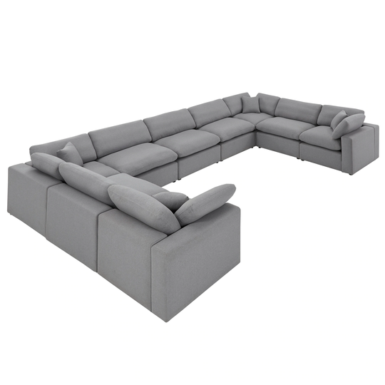 Anka Grey Linen Down Filled Cushioned 9-Seat Sectional Sofa by iNSPIRE Q Modern