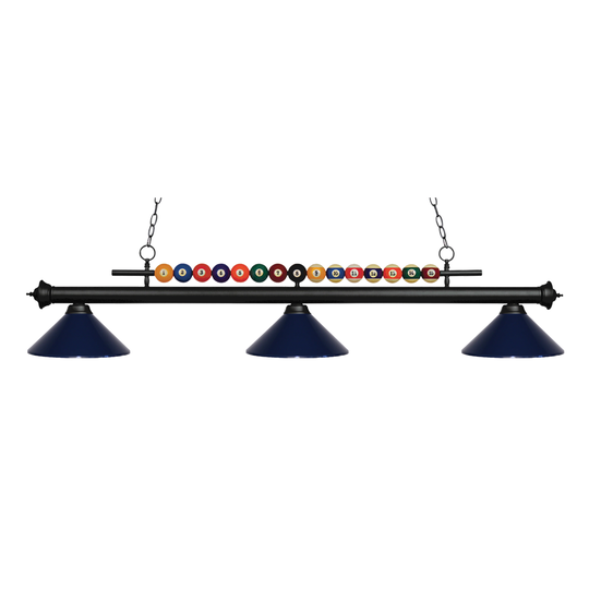 Avery Home Lighting Shark 3-light Island/Billiard Navy Blue-finished Light - White - Matte Black