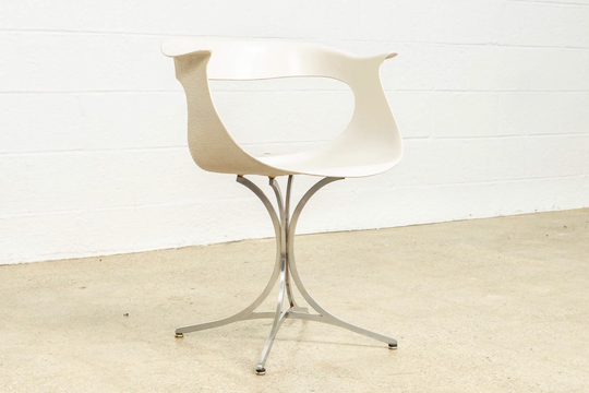 Mid Century White Lotus Arm Chair By Erwine & Estelle Laverne, 1950S