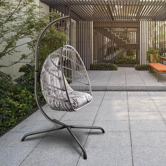 Egg Chair with Stand Indoor Outdoor Patio Wicker Hanging Egg Chair