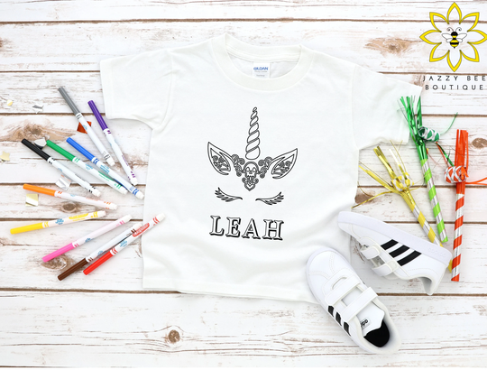 Custom Halloween Unicorn Coloring Shirt, Color Your Own Personalized Tee