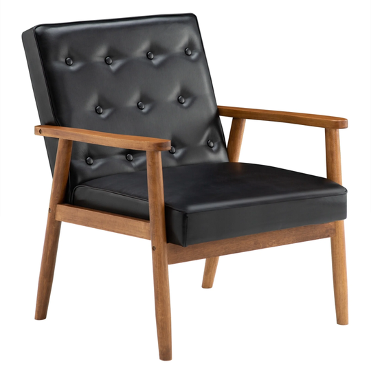 Retro Modern Wood Simple Sofa Chair Leisure Chair Light Gray Fabric