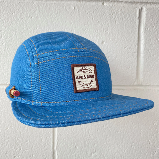 Blue Hat, Indigo Denim Cap, Baseball Cap Mens Women's Handmade Hat, Flat Brim Headwear Pencil Holder, Made in The Usa