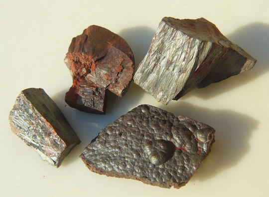 4 X Hematite Kidney/Pencil Ore Thumbnail Specimens - Florence Mine, Egremont, Cumbria, Uk Largest Is 28X20X17mm Total Weight 30G