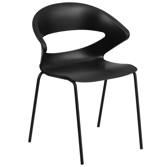 Delacora Hercules 23 Inch Wide Metal Framed Stackable Occasional Chair - Black
