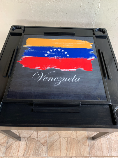 Wood Domino Table, Venezuelan Flag Legs Fold Easily For Storage. Choose Your Color
