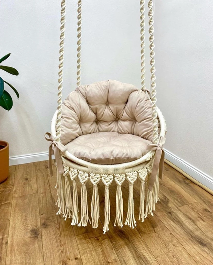 Macrame Hammock Swing Chair, Indoor Hammock Chair Hanging Swing Bedroom Porch