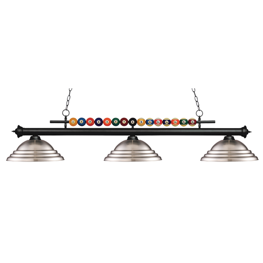 Avery Home Lighting Shark 3-light Island/Billiard Stepped Brushed Nickel-finished Light - Silver - Matte Black