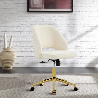 Modern And Stylish Velvet Upholstered Office Chair With Metal Frame And Metal Legs, For Indoor Use