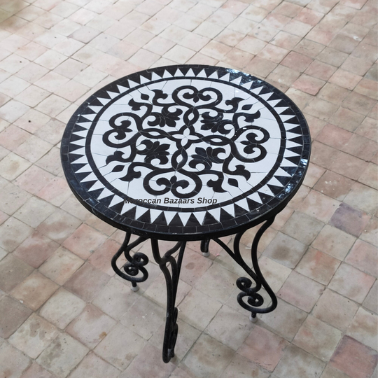 Moroccan Table, Luxury Furniture, Outdoor Coffee Mosaic Metal Table Frame, Resin Top, New Home Gift