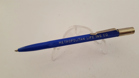 Vintage Circa 1960's To 1970's Metropolitan Life Insurance Mechanical Pencil By Scripto, Royal Blue, Need Eraser