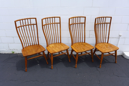 4 Hibriten Exaggerated Back Windsor Chairs Solid Oak Dining Chair Mid Century Modern Furniture American Spindle