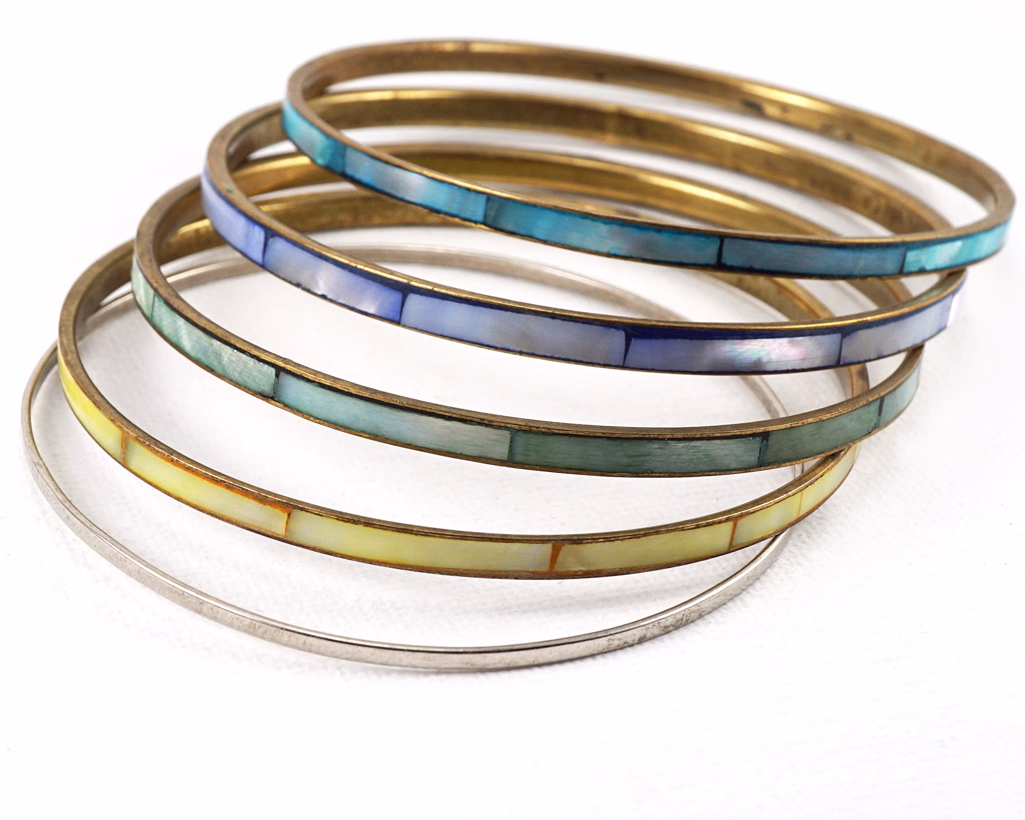 Vintage Mixed Color Bangle, Thin Bohemian Bracelet, Colorful Abalone Shell Retro Fashion, Modern Gift For Women Men