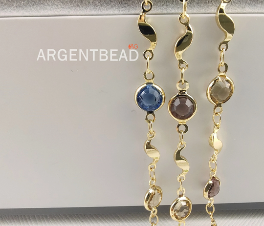 1 Meter Of Multi Colored Station Chain Necklace, 7mm Rosary Chain, Flower Jewelry Making Supplies Argentbead 226Ag20156