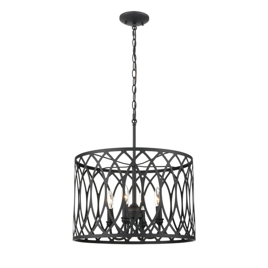Millennium Lighting Arelyn 4 Light Pendant Fixture in Matte Black or Modern Gold