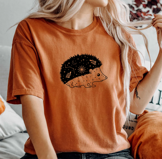 Comfort Colors Celestial Animals Shirt, Hedgehog Top, T-Shirt, Comfy Oversized Boho