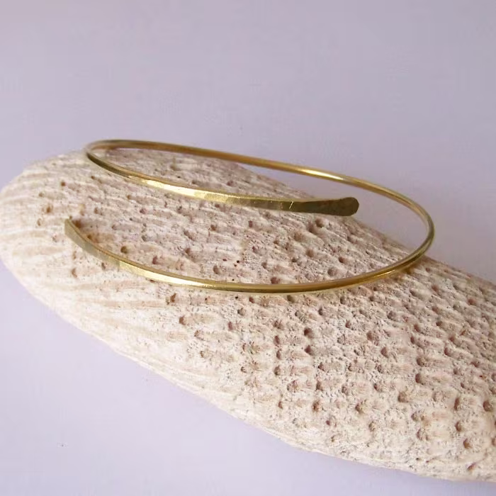 Item Of The Week Upper Arm Bracelet - Band Minimalist Smooth Armband Cuff Armlet Brass Bronze Copper German Silver