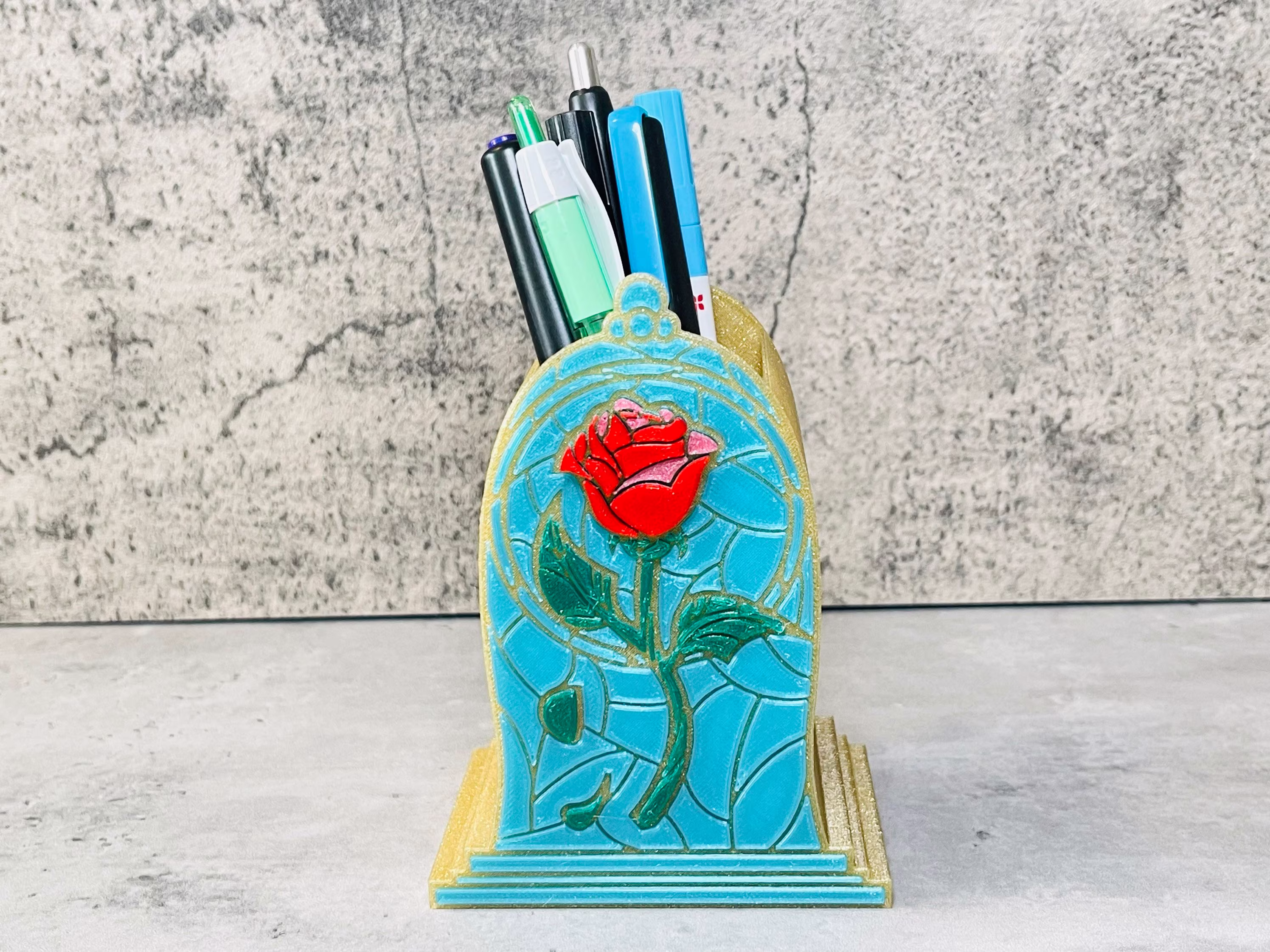 Pen & Pencil Holder | Belle Rose Makeup Brush Beauty The Beast Marker Case