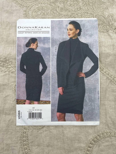 Vogue 1465 - Donna Karan Jacket, Pencil Skirt & Turtleneck Pattern Size 14-22 | 36-44" Uncut | Ff