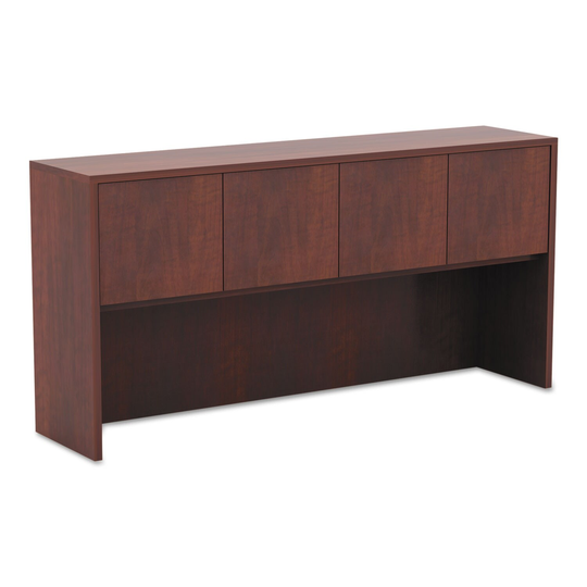 Alera Valencia Series Hutch With Doors, 64.75 x 15 x 35.38, Medium Cherry - 64.75" x 15" x 35.38"