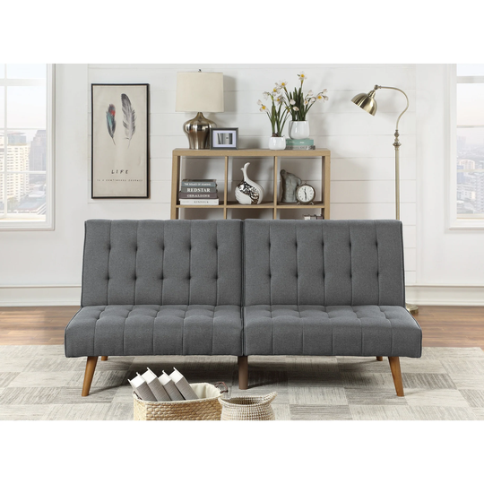 Modern Convertible Sofa 1pc Set Couch Polyfiber Plush Tufted Cushion Sofa Living Room Furniture Wooden Legs