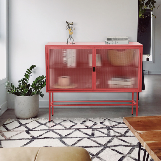 Retro Style Console Table Simple Modern Sideboard Storage Cabinet with Detachable Wide Shelves for Entryway Dining Room