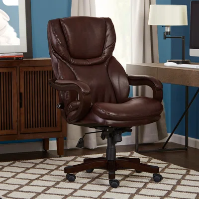 Serta Conway Big and Tall Executive Ergonomic Office Chair with Lumber Support and Wood Accents