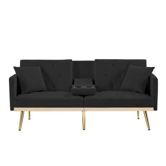Convertible Folding Futon Sofa Bed, Velvet Sleeper Sofa Living Room Loveseat Accent Sofa