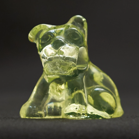 Cambridge Glass Co. Bridge Pup/Pencil Dog, Vintage Yellow Uranium Vaseline Glass, Scorekeeping Device
