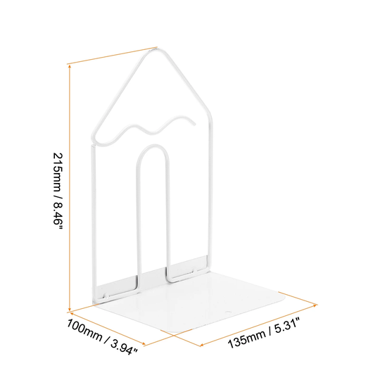 Bookend, Pencil Style Metal Organizer Book Support Stand for Library