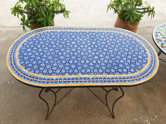 Handmade Moroccan Mosaic Table, Oval Customizable Outdoor/Indoor Table, Crafts, Antique Home Decor