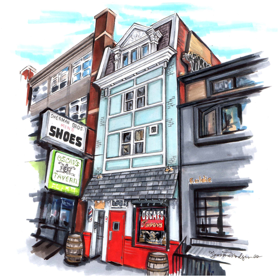 The One & Only Original Pencil Marker Illustration Of Philadelphia's Iconic Oscars Tavern On Samson St Philly Bar Dive