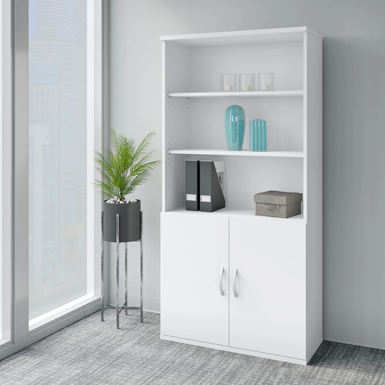 Easy Office 5 Shelf Bookcase with Doors by Bush Business Furniture
