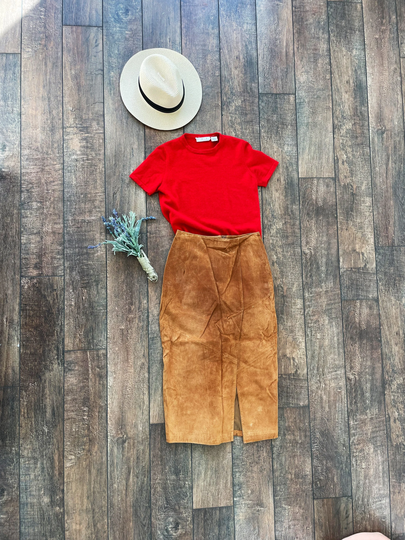 Vintage 90S Suede Midi Pencil Skirt, Can't Buy Me Love Dr Quinn Medicine Woman Western