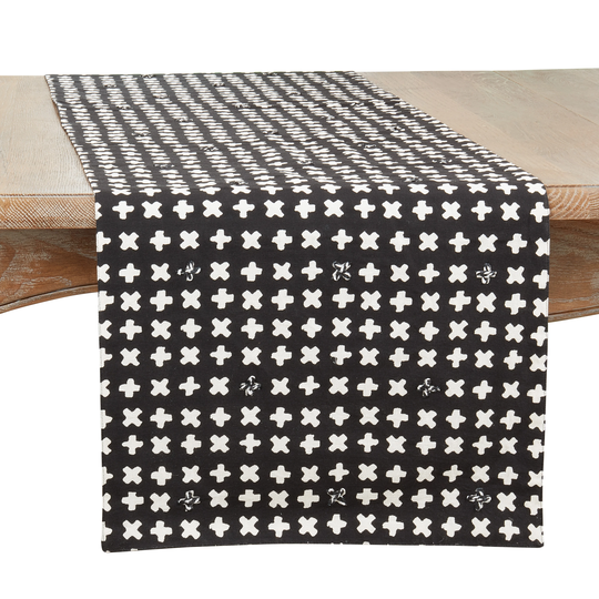Embroidered Crosses Design Table Runner - 16"x72"