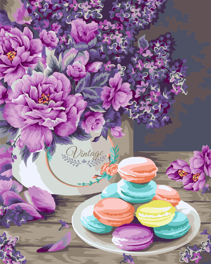 Lilac Flowers Paint By Numbers Kit Pink Peonies B099 19.69 X 15.75 in Diy Acrylic Painting USA Shipping Handmade Gift