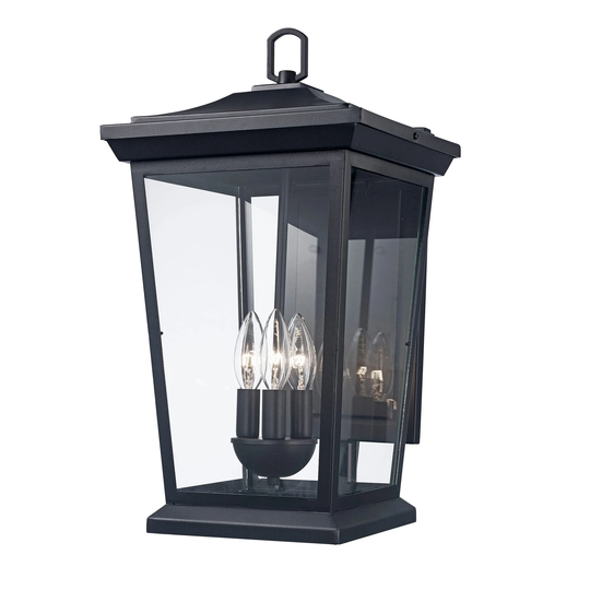 Trans Globe Turlock 3 Light Outdoor Wall Lantern in Black