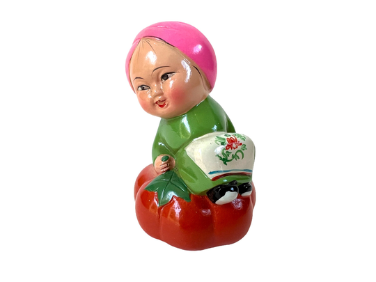 Vintage Baby Pencil Sharpener~ Girl On Pumpkin Mint Condition