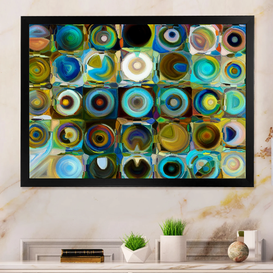 Designart 'Colorful Green And Turquoise Element' Modern Framed Art Print