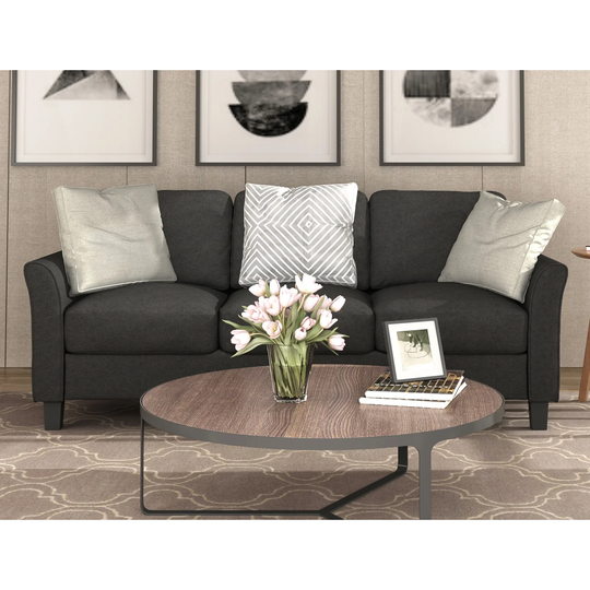 Elegant 3-Seat Sofa Living Room Linen Fabric Sofa