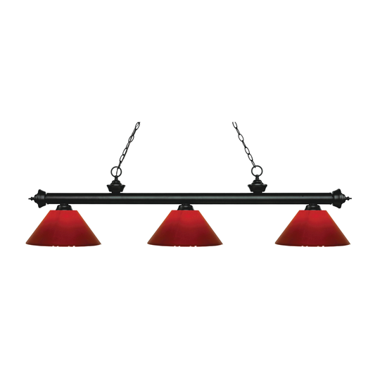 Avery Home Lighting Riviera Matte Black 3-light Island/Billiard Red-finished Light - Matte Black