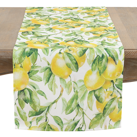 Long Table runner with Printed Lemon Design