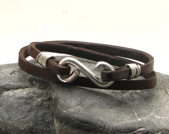 Valentines Gift For Him. Men's Leather Bracelet. Jewelry. Gift. Boyfriend Infinity Bracelet Him