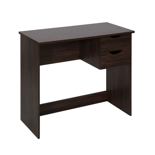 Homylin 35.4 in. Rectangular Writing Desk 2-Drawer Walnut