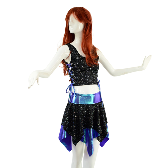 star Noir Crop Tank With Moonstone Laceups On Sides & Pixie Skirt Wb Longer Layer, Shorter Layer 1579190