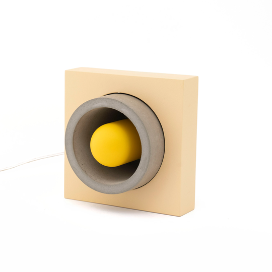 Beige Box Concrete Table Lamp, Pop Art Decor Handmade Bedside Industrial Decor, Edison Home